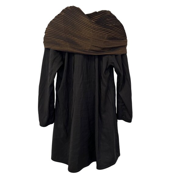 Mycra Pac Donatella Jacket Women S 6/8 Brown Black Reversible Coat Pleated Hood - Picture 4 of 10